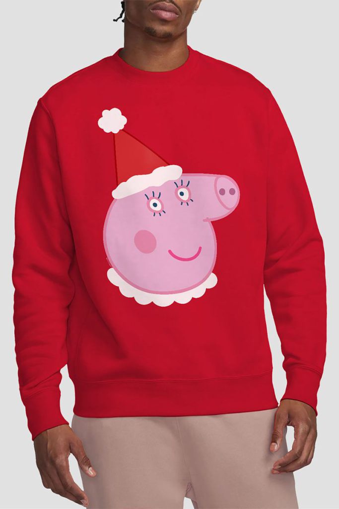 Peppa Pig Mummy Pig Santa Hat Sweatshirt, Red Christmas jumper from Debenhams