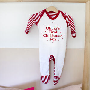 Personalised Baby's First Christmas Pyjamas Or Rompersuit from Not On The High Street