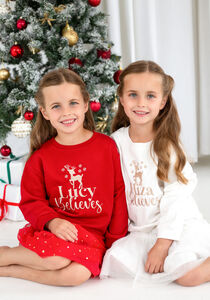Personalised 'Believes' Christmas Reindeer Embroidered Sweatshirt Jumper from Not On The High Street