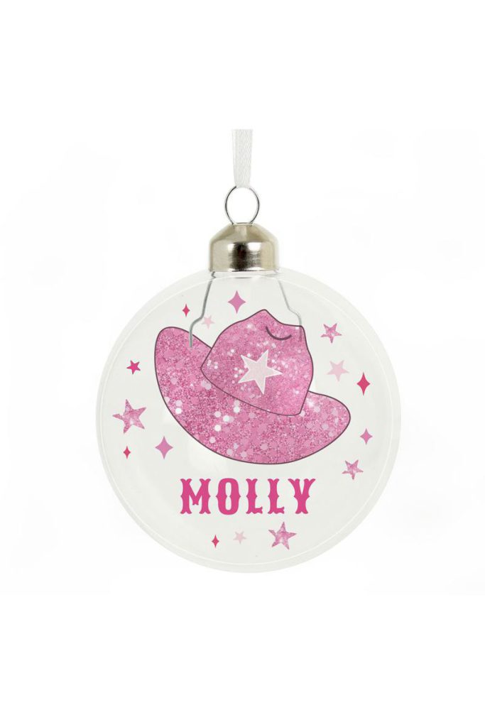 Personalised Cowgirl Hat Christmas Bauble from Debenhams