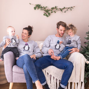 Personalised Family Penguin Christmas Jumper Set from Not On The High Street
