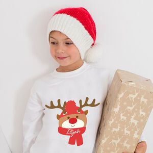 Personalised Kids Christmas T Shirt / Top Reindeer from Not On The High Street