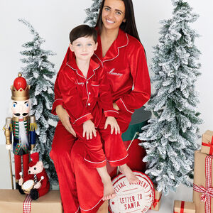 Personalised Mum And Child Christmas Velvet Pyjamas from Not On The High Street