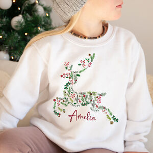 Personalised Reindeer Christmas Jumper With Flowers from Not On The High Street
