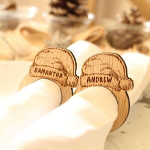 Personalised Santa Hat Napkin Rings Place Names For Christmas Table from Not On The High Street