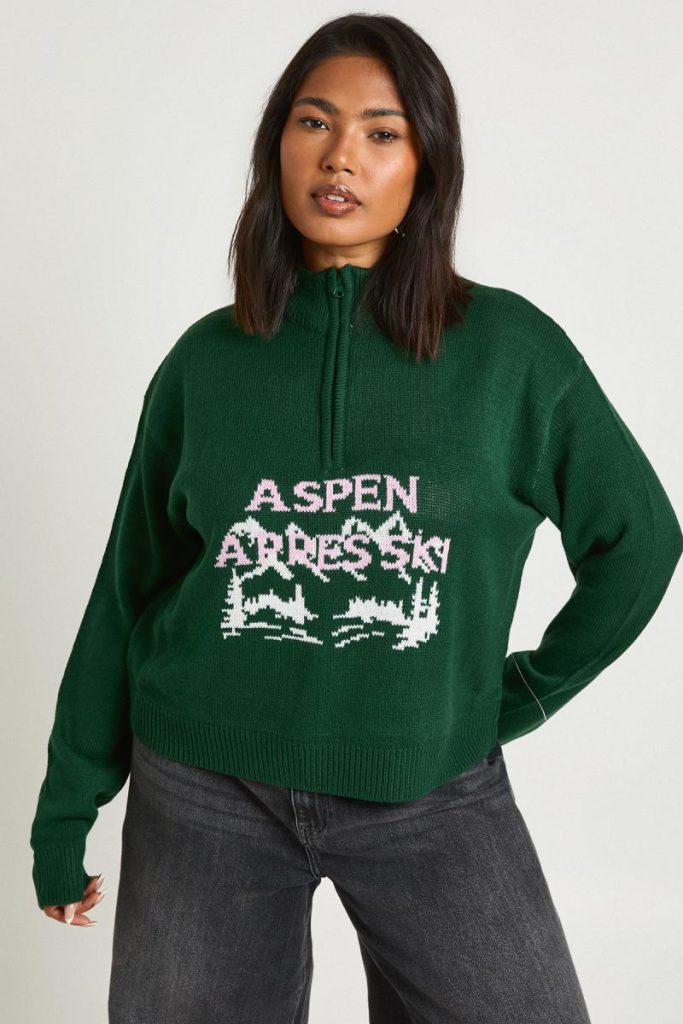 Plus Aspen Apres Ski Half Zip Christmas Jumper from Debenhams