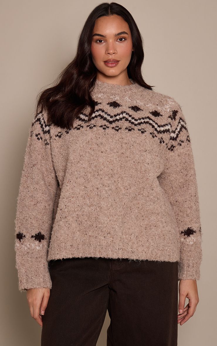 Plus Fairisle High Neck Knitted Jumper Christmas jumper from Boohoo