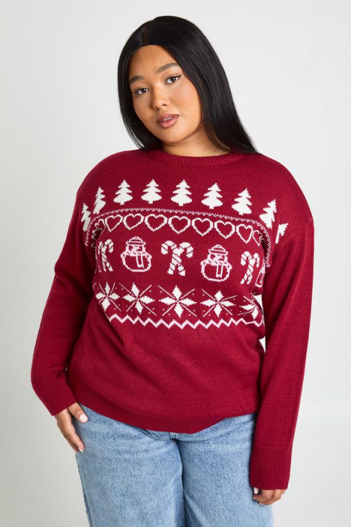 Plus Heart Snowman Fairisle Christmas Jumper from Debenhams
