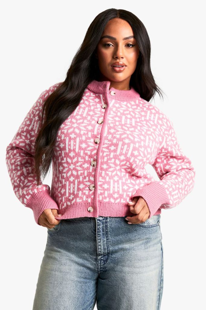 Plus Premium Christmas Fairisle Knitted Cardigan from Debenhams