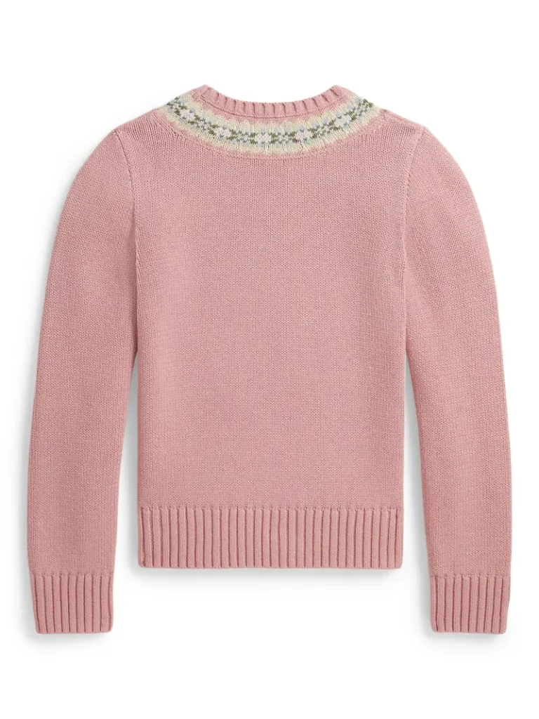 Polo Ralph Lauren Kids' Cotton Blend Fair Isle Jumper, Pink Mu Christmas jumper from John Lewis