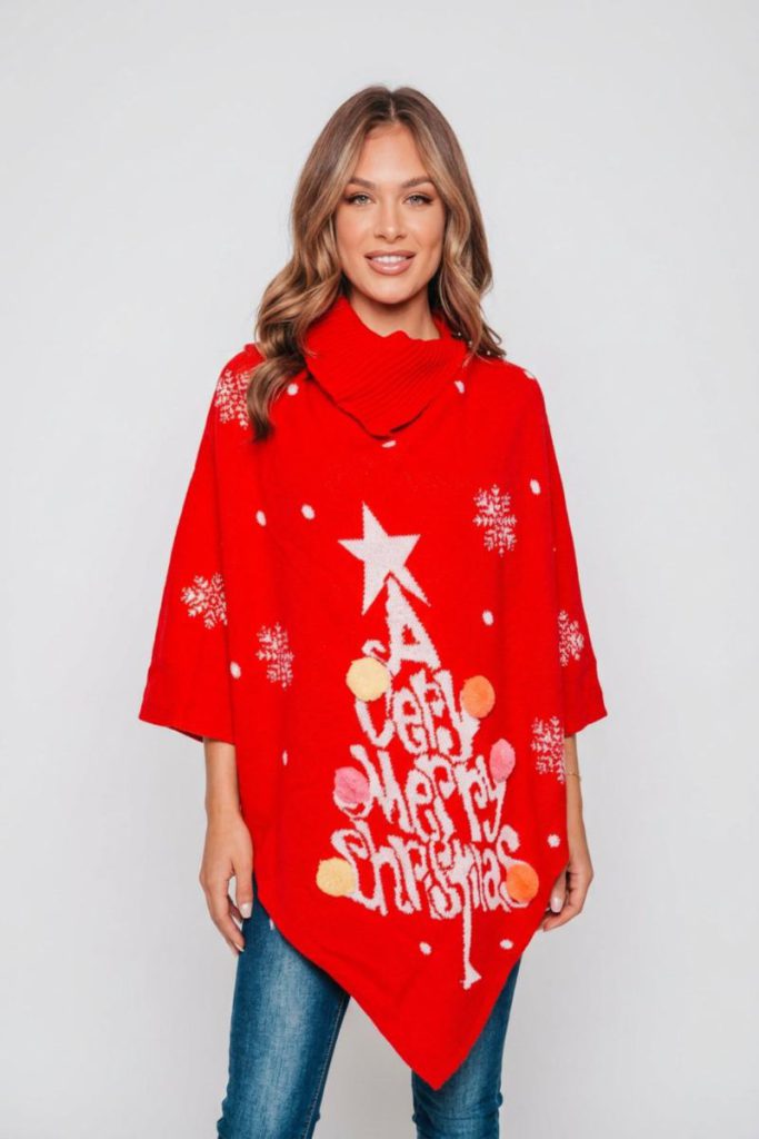 Pom Pom Merry Christmas knitted Cape from Debenhams