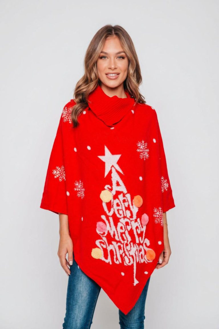 Pom Pom Merry Christmas knitted Cape from Debenhams