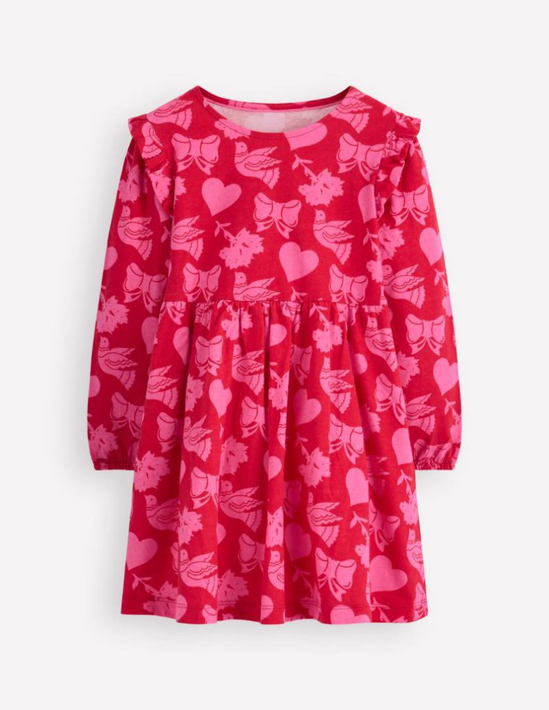 Posie Long Sleeve Jersey Dress in Rockabilly Red Festive Fun from Boden