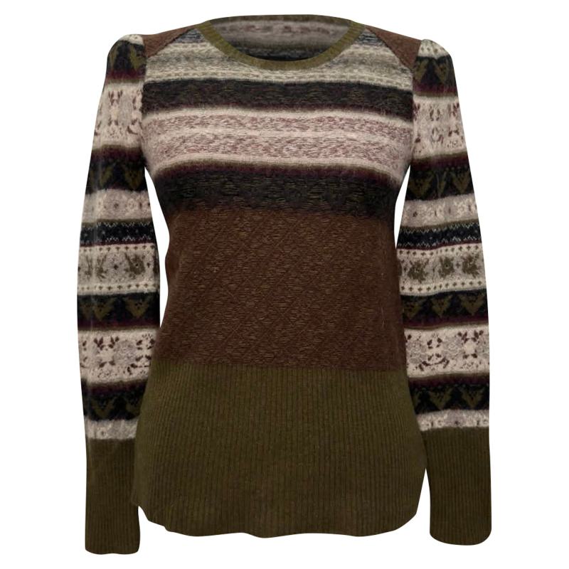 Preloved Fair Isle Sweater in Brown Wool Christmas jumper from Debenhams