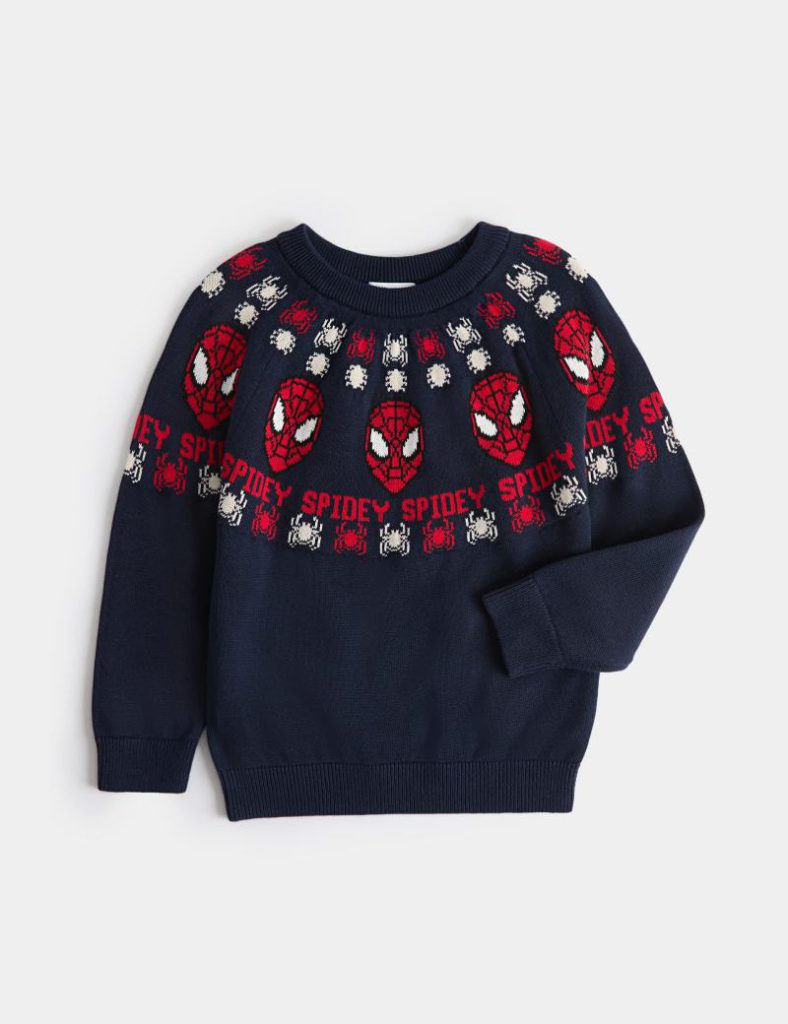 Pure Cotton Festive Spider in Man™ Jumper from Marks & Spencer