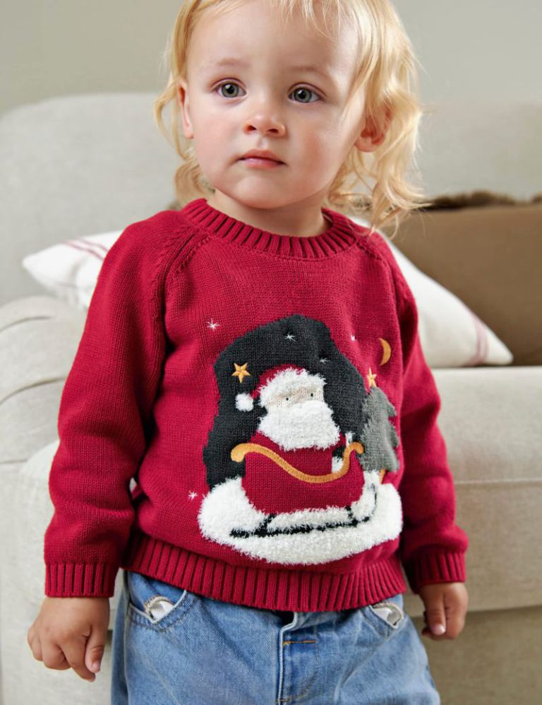 Pure Cotton Santa Christmas Jumper (0-3 Yrs) from Marks & Spencer