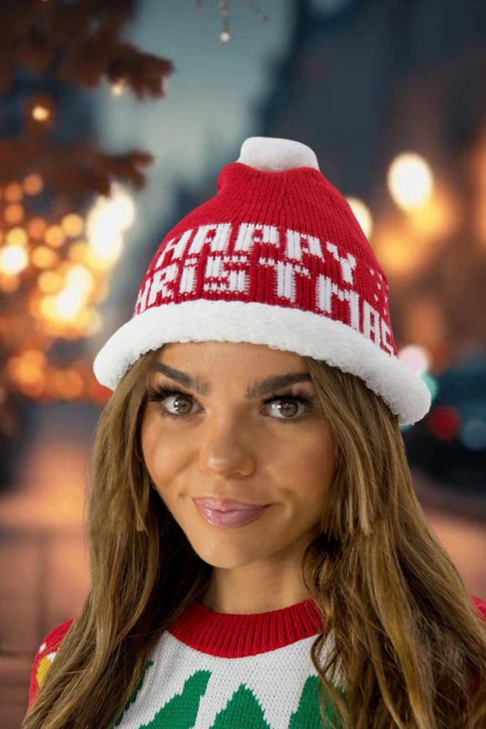 Red Happy Christmas' Knitted Santa Cap from Debenhams