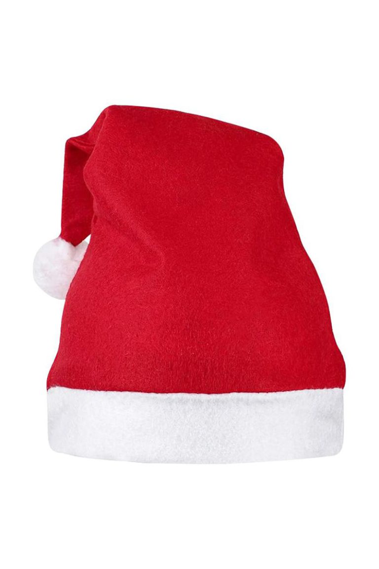 Red Santa Hat for Adults, Classic Soft Velvet Christmas Hat with White Cuff & Fluffy Pompom from Debenhams