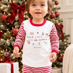 Red Stripe Personalised Christmas Pyjamas Dear Santa Design from Not On The High Street