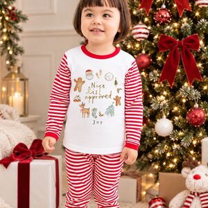 Red Stripe Personalised Christmas Pyjamas Nice List Approved Design from Not On The High Street