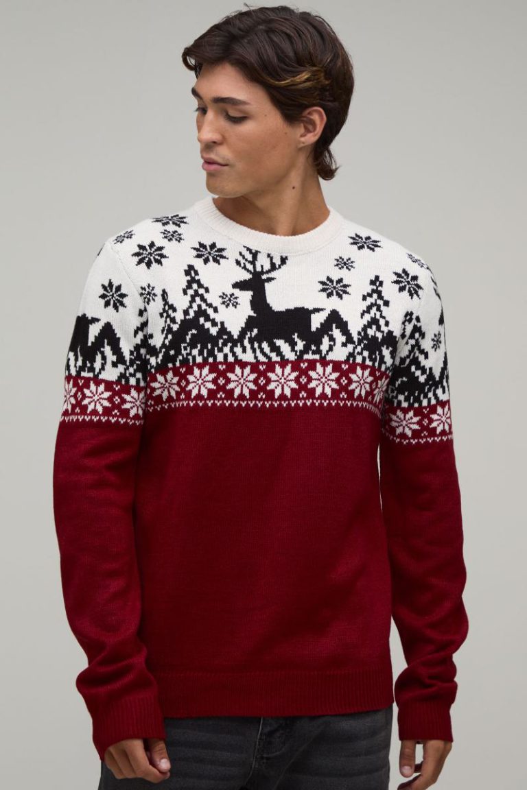 Regular Fit Fair Isle Knitted Christmas Jumper from Boohoo