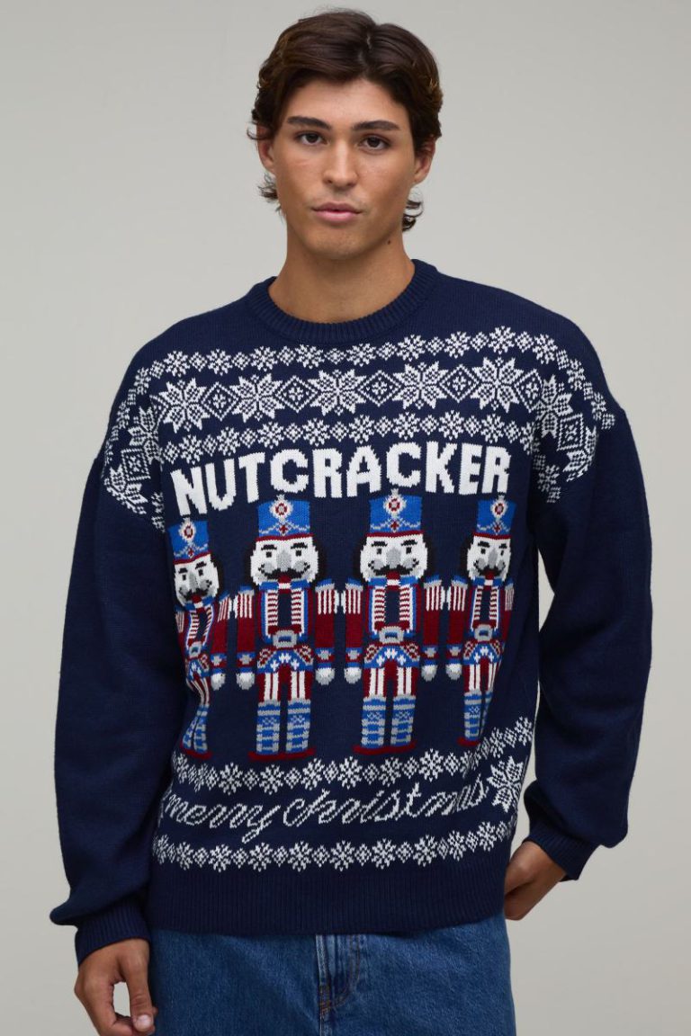 Relaxed Fit Novelty Nutcracker Knitted Christmas Jumper from Debenhams