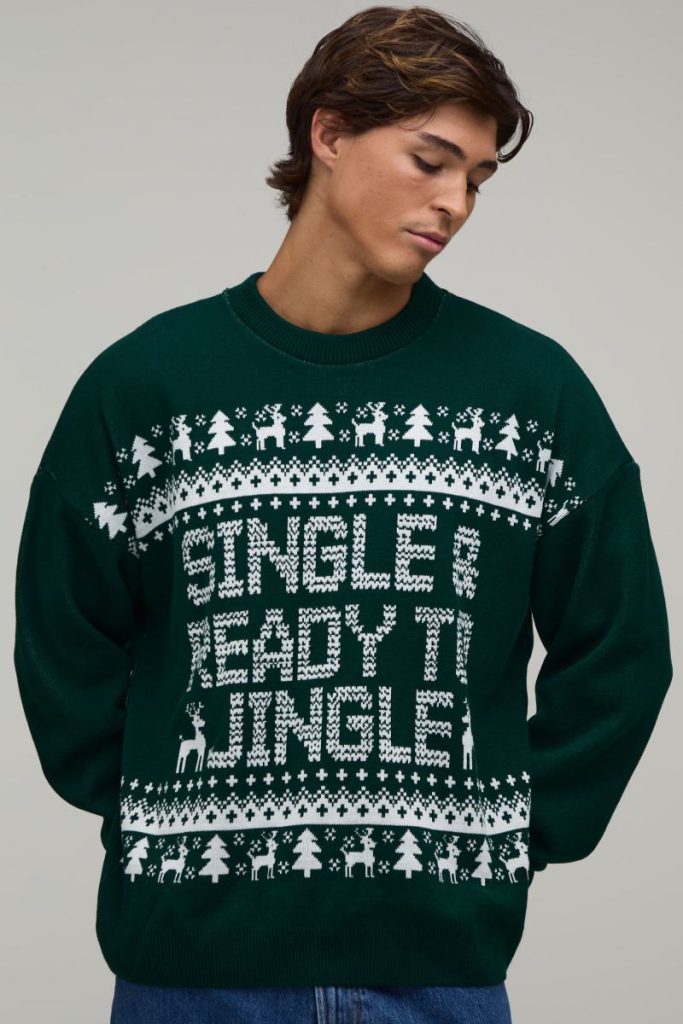 Relaxed Fit Novelty Single Knitted Christmas Jumper from Boohoo