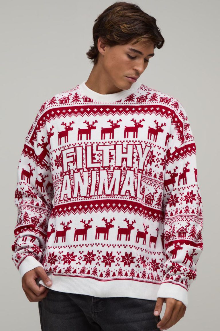 Relaxed Novelty Filthy Animal Knitted Christmas Jumper from Debenhams