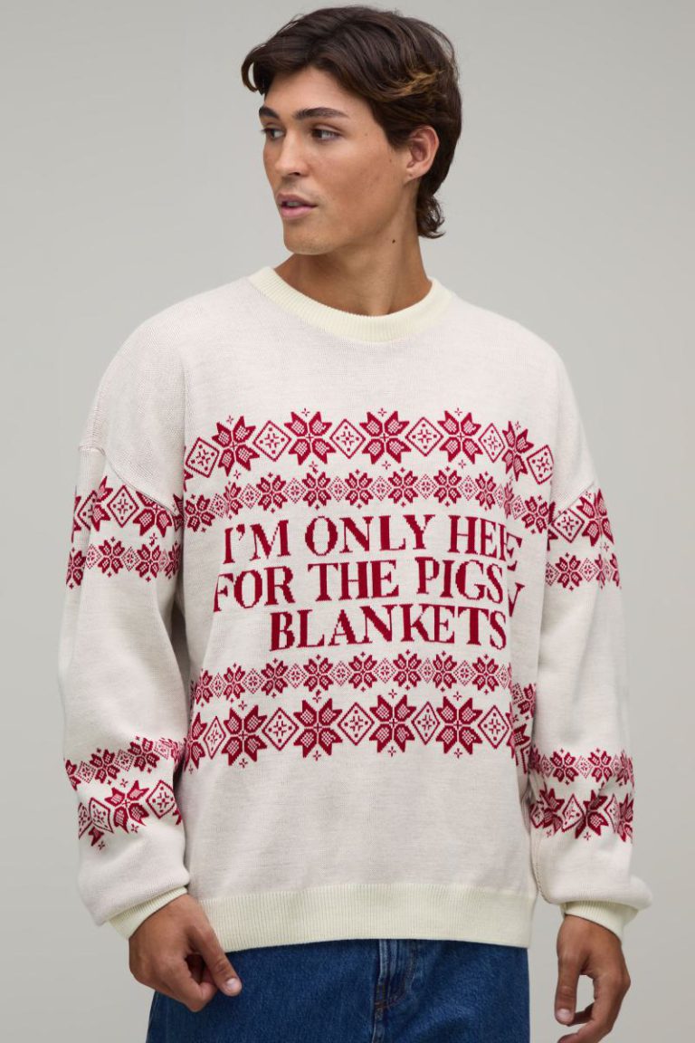 Relaxed Novelty Slogan Knitted Christmas Jumper from Debenhams