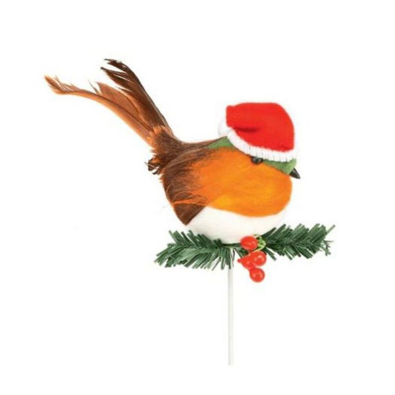 Robin With Santa Hat Pick Christmas Dration from Debenhams