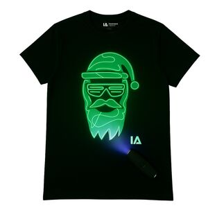 Santa Glow In The Dark T Shirt – Reusable Uv Drawing T Shirt Fun Christmas Present from Not On The High Street