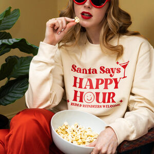 Santa Says Happy Hour Christmas Jumper Sweatshirt from Not On The High Street
