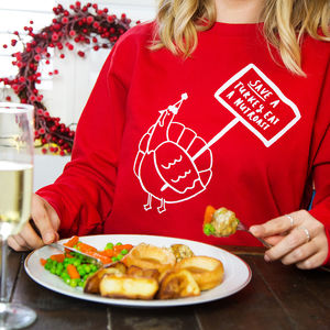 'Save A Turkey' Vegan Christmas Jumper Sweatshirt from Not On The High Street