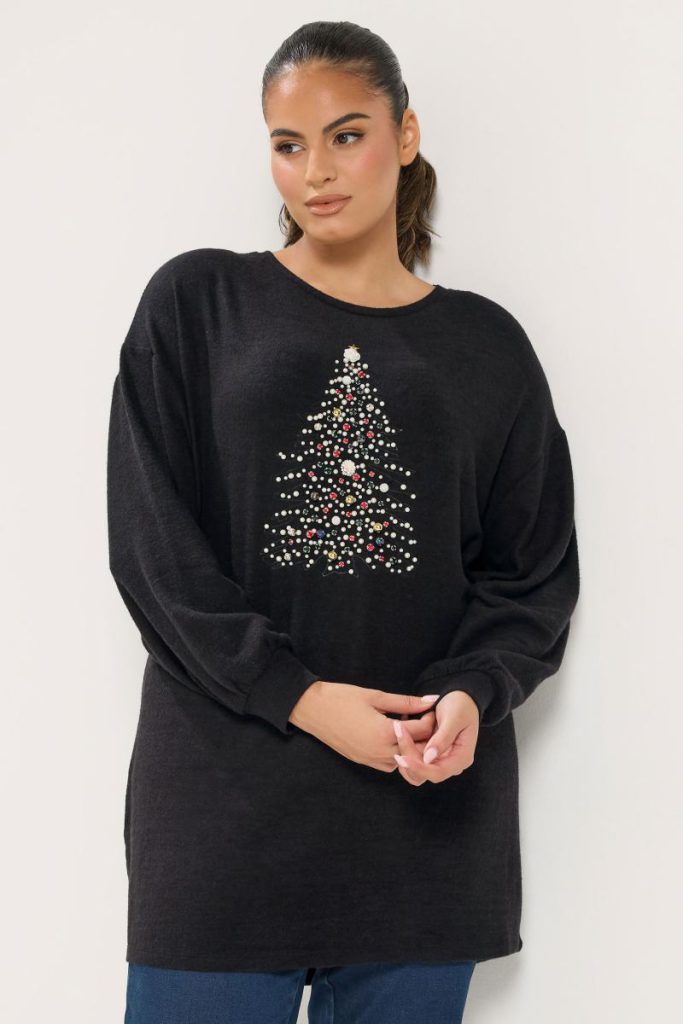 Sequin Embellished Christmas Tree Novelty Jumper from Boohoo
