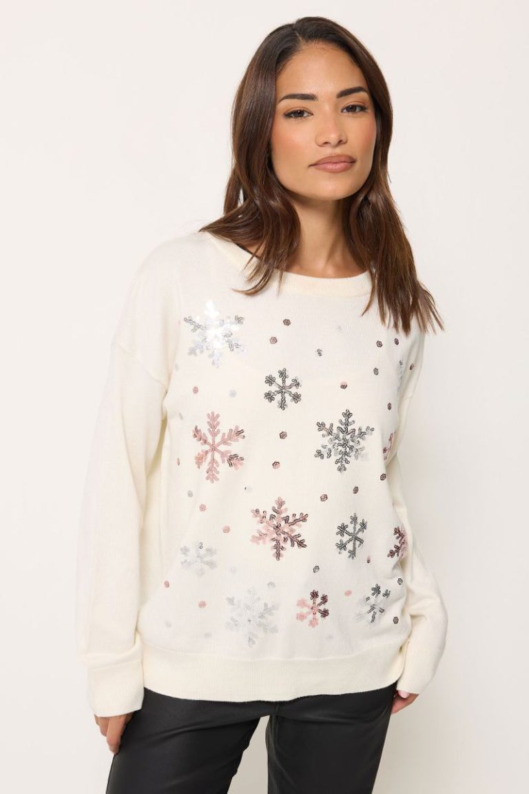 Sequin Snowflake Embellished Christmas Jumper from Debenhams