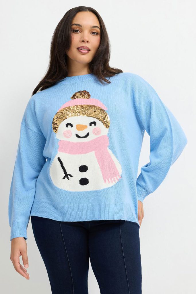 Sequin Snowman Novelty Jumper Christmas jumper from Boohoo