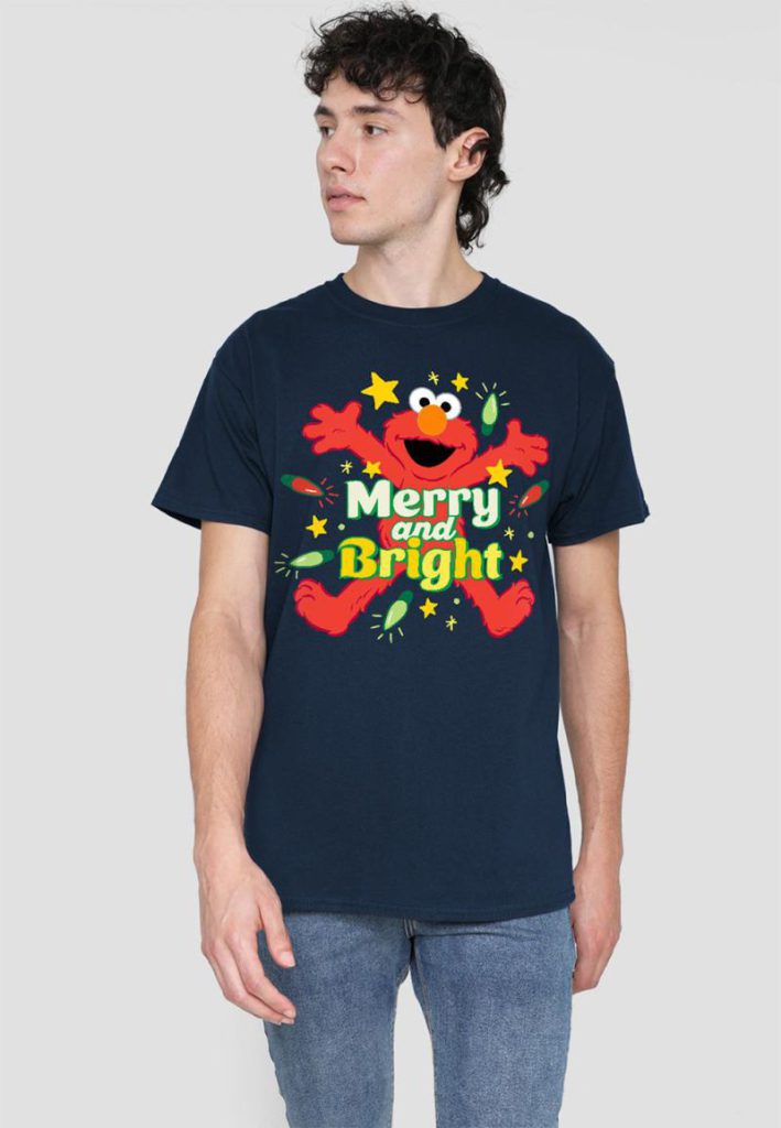 Sesame Street Christmas Merry And Bright Elmo T Shirt, Navy from Debenhams