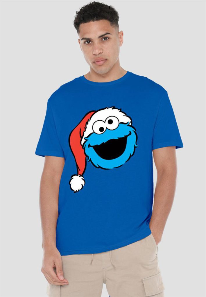 Sesame Street Christmas Santa Hat Cookie Monster Face T Shirt, Royal from Debenhams