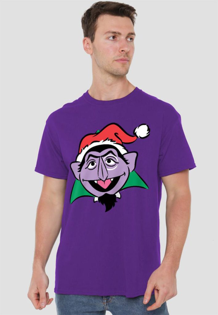 Sesame Street Christmas Santa Hat Count Von Count Face T Shirt, Purple from Debenhams