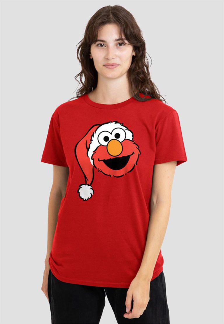 Sesame Street Christmas Santa Hat Elmo Face T-Shirt, Red from Debenhams