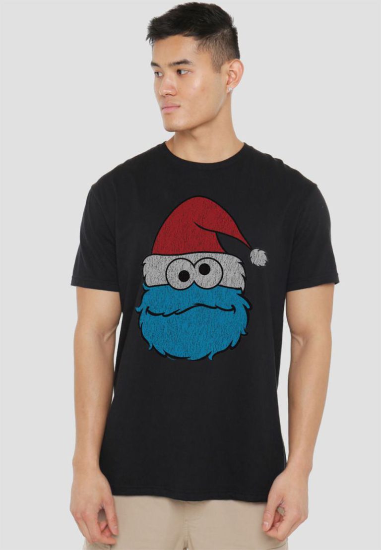 Sesame Street Cookie Monster Christmas T Shirt, Black from Debenhams