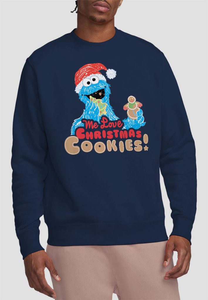 Sesame Street Cookie Monster, Me Love Christmas Cookies Sweatshirt, Navy from Debenhams