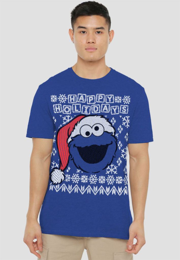 Sesame Street Cookie Monster Ugly Christmas T-Shirt, Royal from Debenhams
