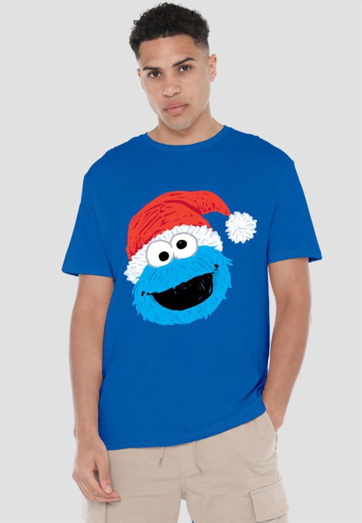 Sesame Street Scribble Christmas Cookie Monster T Shirt, Royal from Debenhams
