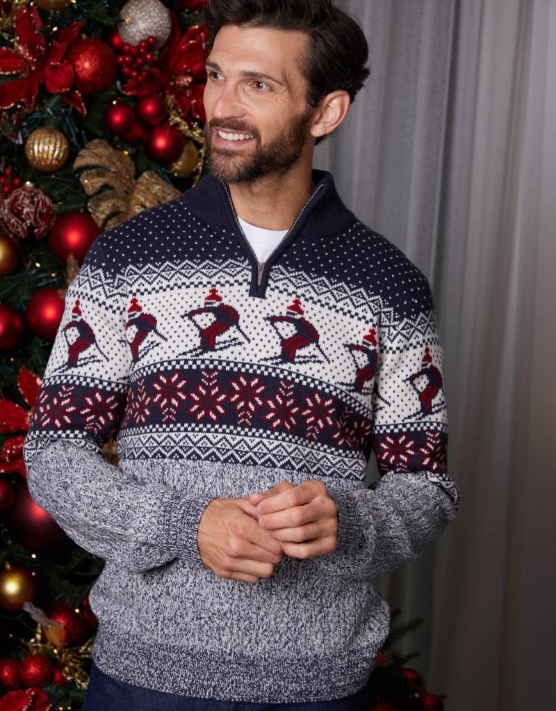 Ski Fairisle Cable Knit Quarter Zip Jumper Christmas jumper from Debenhams