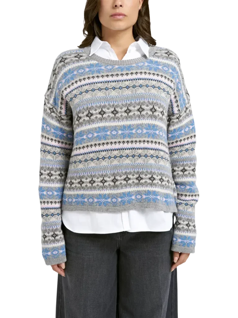 Smith & Soul Jacquard Fair Isle Jumper, Grey/Multi Christmas jumper from John Lewis