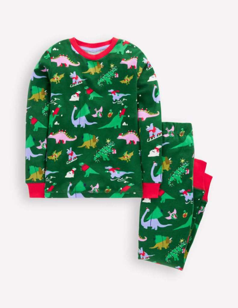 Snug Long John Pyjamas in Eden Christmas Dinos from Boden