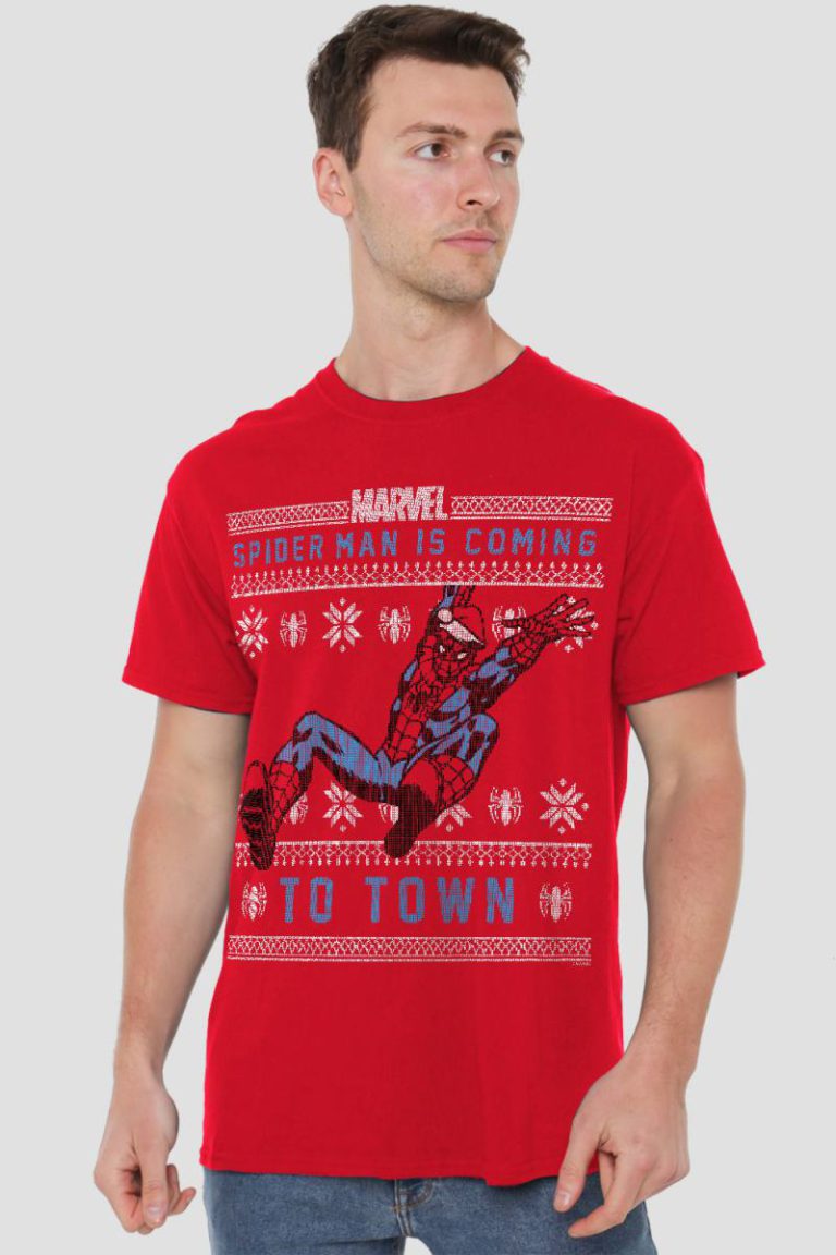 Spider Man Christmas Jumper Mens T-Shirt Red from Debenhams