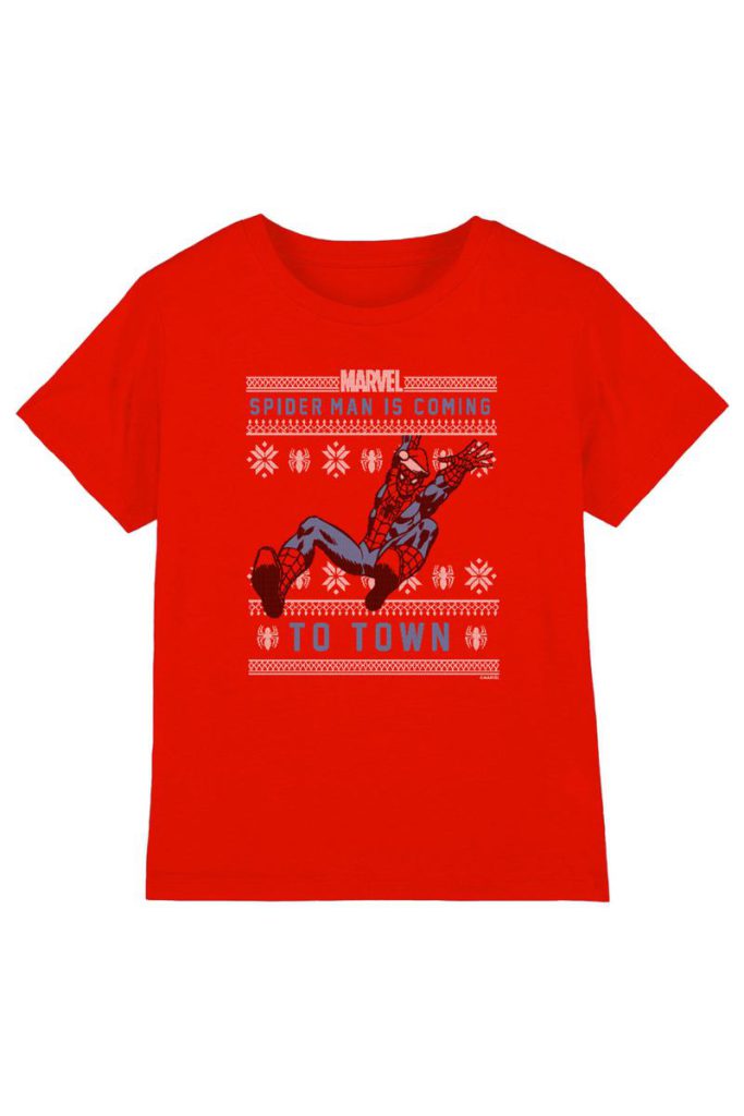 Spiderman Christmas Jumper Kids T Shirt, Red from Debenhams