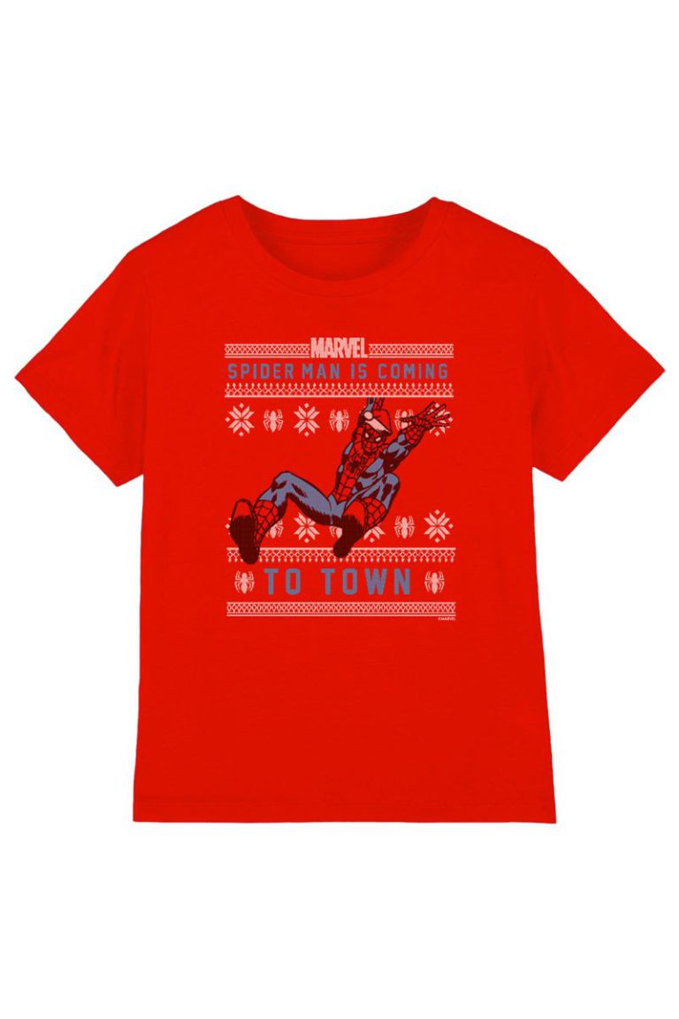 Spiderman Christmas Jumper Kids T Shirt, Red from Debenhams
